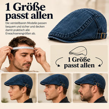 Lade das Bild in den Galerie-Viewer, Vintage Jeans-Schiebermütze aus Bio-Baumwolle – Handgefertigt