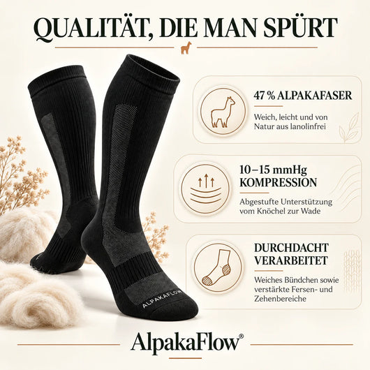 AlpakaFlow – Alpakafaser-Kompressionssocken | 10–15 mmHg