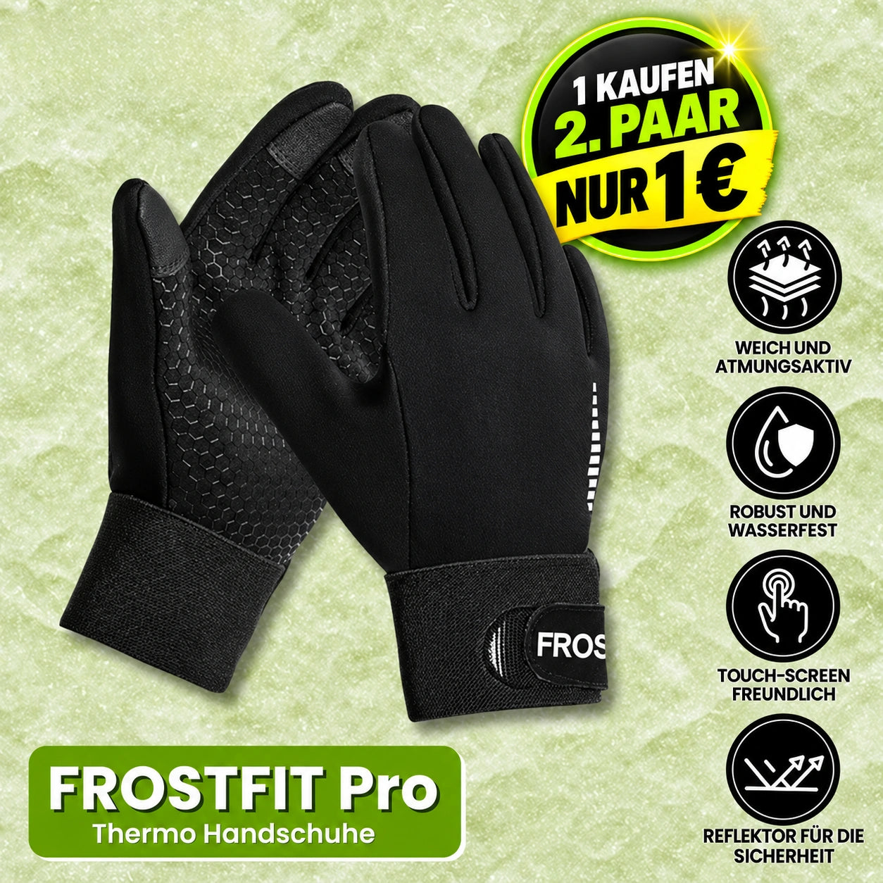 FROSTFIT PRO - Extrem rutschfester & reflektierender Thermohandschuh | 1-€ Aktion