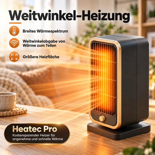 HEATEC Pro - energiesparende tragbare Komfortheizung mit hoher Heizleistung & Sicherheitssystem ohne Installation | Bis 20 m²