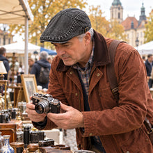 Lade das Bild in den Galerie-Viewer, Vintage Jeans-Schiebermütze aus Bio-Baumwolle – Handgefertigt
